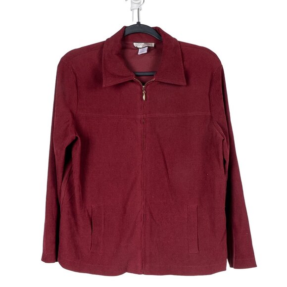 Notations Jackets & Blazers - Notations VTG Jacket L Petite Womens Red Full Zip Collared 1970s Pockets
